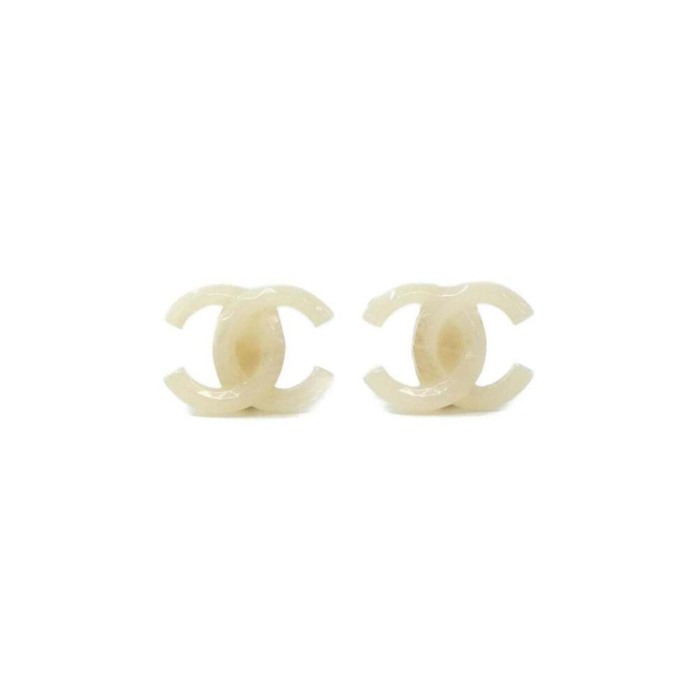 CHANEL Authentic White Earrings